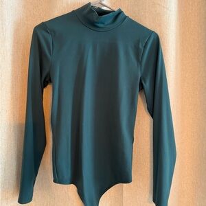 Elegant Teal green Long Sleeve bodysuit Women's Top